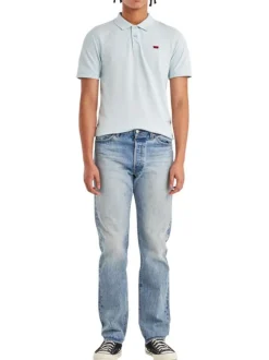 Jean 5 Poches 501® en coton indigo délavé à coupe regular fit ajustée