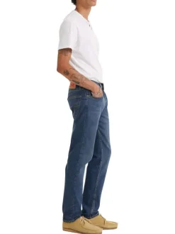 Jean 5 poches 502 en coton mélangé bleu avec surpiqûres orange et coupe droite