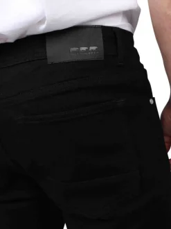 Jean 5 poches en coton noir à coupe slim avec logo gris brodé