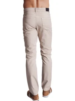 Jean 5 poches en coton sable uni mi-haut avec une coupe regular fit