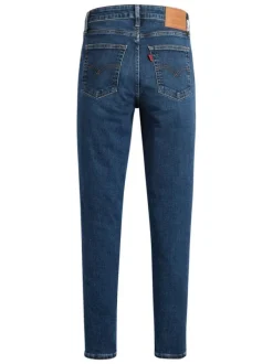 Jean 5 poches 721™ High Rise Skinny en coton mélangé bleu et surpiqûres marron