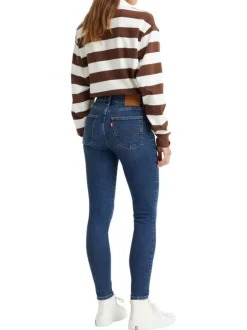 Jean 5 poches 721™ High Rise Skinny en coton mélangé bleu et surpiqûres marron