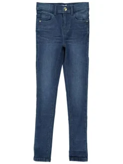 Jean Polly en coton mélangé indigo avec une coupe skinny et une taille élastiquée