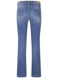 Jean Pulp High Regular en coton indigo uni avec une coupe ajustée et des surpiqûres oranges