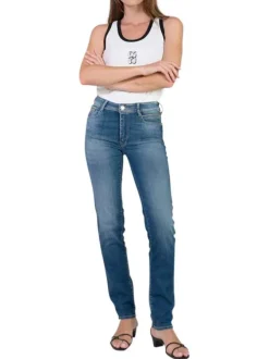 Jean pulphighreg vol en coton mélangé bleu uni avec une coupe droite