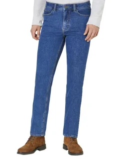 Jean Ranger en coton stone uni slim fit avec le nom de la marque sur un patch