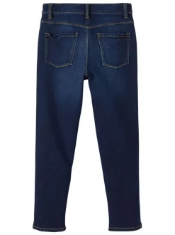 Jean regular fit Rose en matières recyclées brut effet usé à surpiqures contrastées