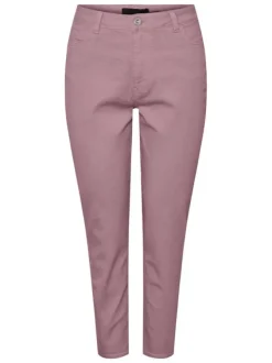 Jean rose uni en coton mélangé avec une coupe slim et à 5 poches