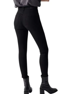 Jean Secret Glamour Cropped en coton noir avec une coupe skinny