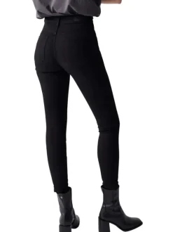 Jean Secret Glamour Cropped en coton noir avec une coupe skinny