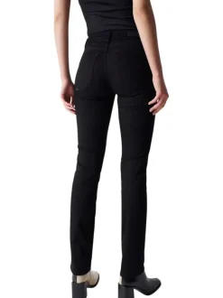 Jean Secret Push In Slim en coton noir avec un double boutonnage avant