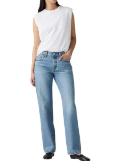 Jean 501® '90S en coton bleu jean clair uni avec multiples poches