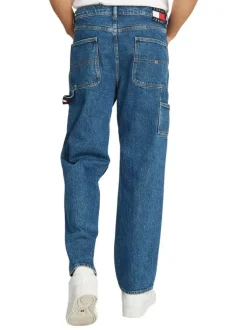 Jean Skater Carpenter en coton mélangé bleu uni avec une coupe droite