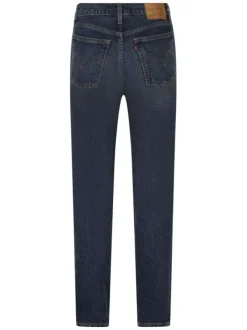 Jean slim en coton indigo uni avec une coupe slim et une taille intermédiaire