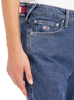 Jean slim 5 poches Scanton en partie en coton stretch recyclé bleu uni