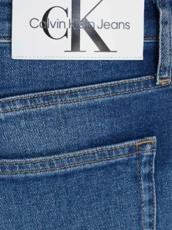 Jean Slim Taper en coton mélangé bleu avec une coupe slim et 3 poches avants