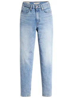 Jean '80s Mom Jeans bleu stone uni à coupe tapered et à taille haute