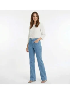 Jean Sonny en coton mélangé bleu clair uni pourvu d'une coupe flare