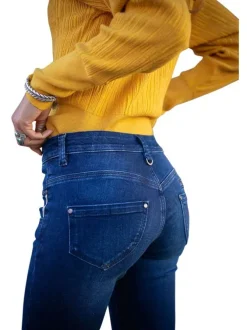 Jeans taille haute bleu