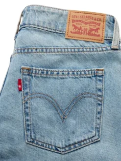 Jean Superlow Loose en coton bleu uni à coupe droite pourvu de multiples poches