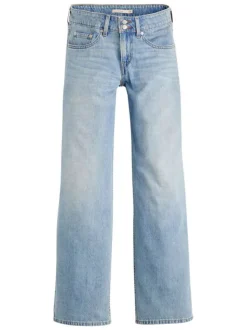 Jean Superlow Loose en coton bleu uni à coupe droite pourvu de multiples poches
