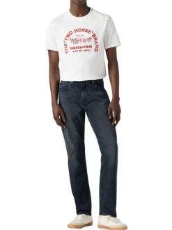 Jean 502® Taper anthracite en coton à coupe droite et patch de la marque