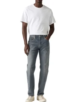 Jean 502® Taper gris clair en coton à coupe droite et patch de la marque