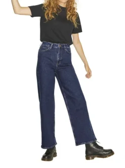 Jean Tokyo Wide bleu en coton uni avec une coupe droite