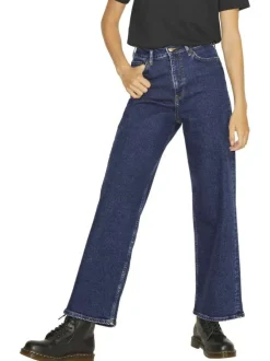 Jean Tokyo Wide bleu en coton uni avec une coupe droite