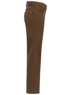 Jean Tramper Straight en coton marron uni avec une coupe droite