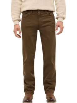 Jean Tramper Straight en coton marron uni avec une coupe droite