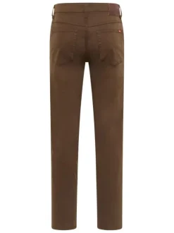 Jean Tramper Straight en coton marron uni avec une coupe droite