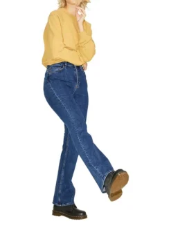 Jean Turin Bootcut en coton bleu avec 5 poches coupe évasée