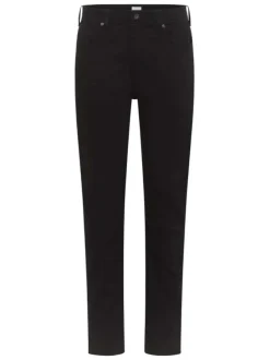 Jean Vegas en coton noir avec une coupe slim, cinq poches et marque métallique