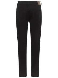 Jean Vegas en coton noir avec une coupe slim, cinq poches et marque métallique