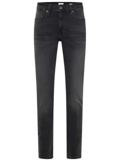 Jean vegas slim en coton noir avec une coupe slim et un patch d'authenticité