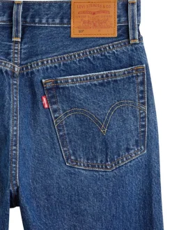 Jean vintage 501® Crop en coton bleu uni à coupe regular fit zippée et jambe 7/8