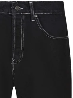 Jean Worker Baggy Denim Rbt en coton noir uni avec une coupe large