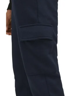 Jogging cargo bleu marine uni à coupe slim fit et à taille mi-haute