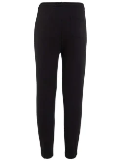 Jogging en coton noir uni avec nom de la marque inscrit sur la jambe gauche