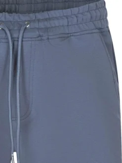 Jogging bleu uni avec une coupe droite et une taille élastiquée