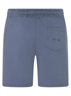 Jogging bleu uni avec une coupe droite et une taille élastiquée