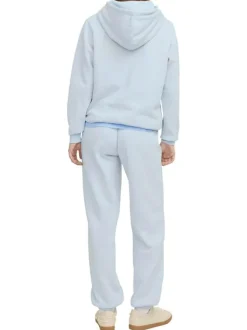 Jogging en coton mélangé bleu ciel uni à coupe slim fit et à taille élastiquée