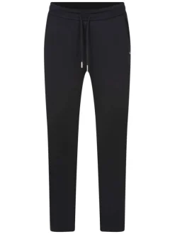 Jogging en coton mélangé marine uni à coupe slim et taille élastiquée