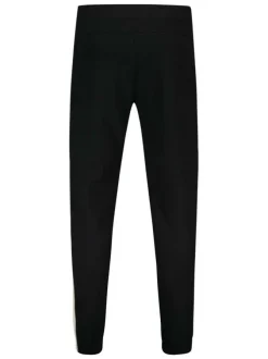 Jogging en coton noir uni avec une coupe slim et bandes blanches