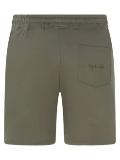 Jogging kaki uni avec une coupe droite et une taille élastiquée