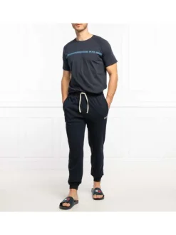 Jogging marine en coton uni avec une coupe ample