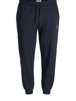 Jogging marine pour homme avec logo en coton coupe droite