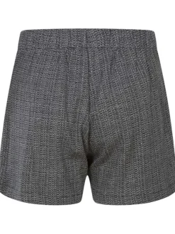 Jupe courte noire et grise chinée à lurex avec une coupe évasée