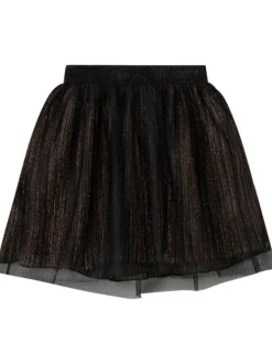 Jupe courte noire pailletée en tulle à coupe plissée et à taille élastiquée